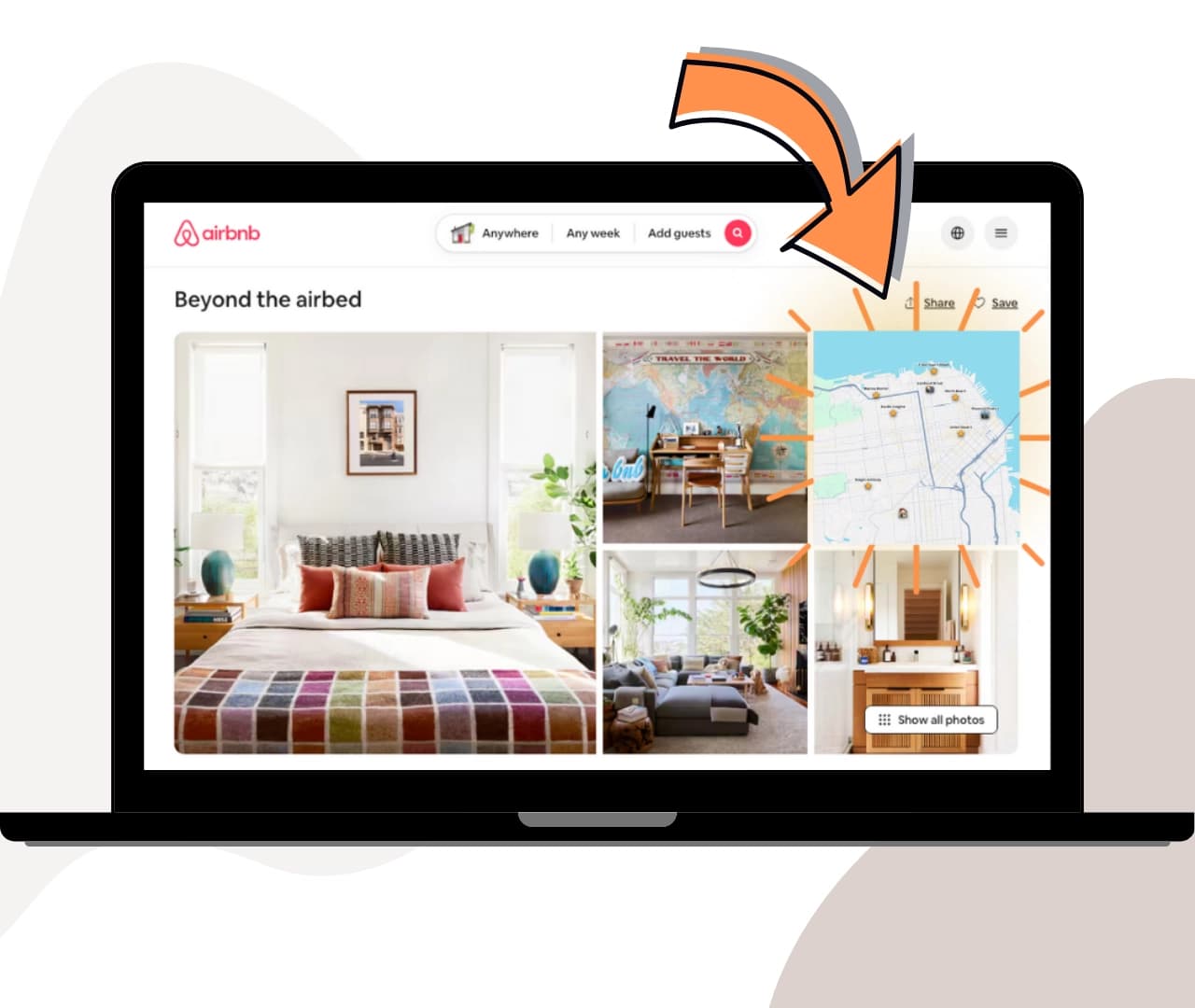 Map with Listing on Computer